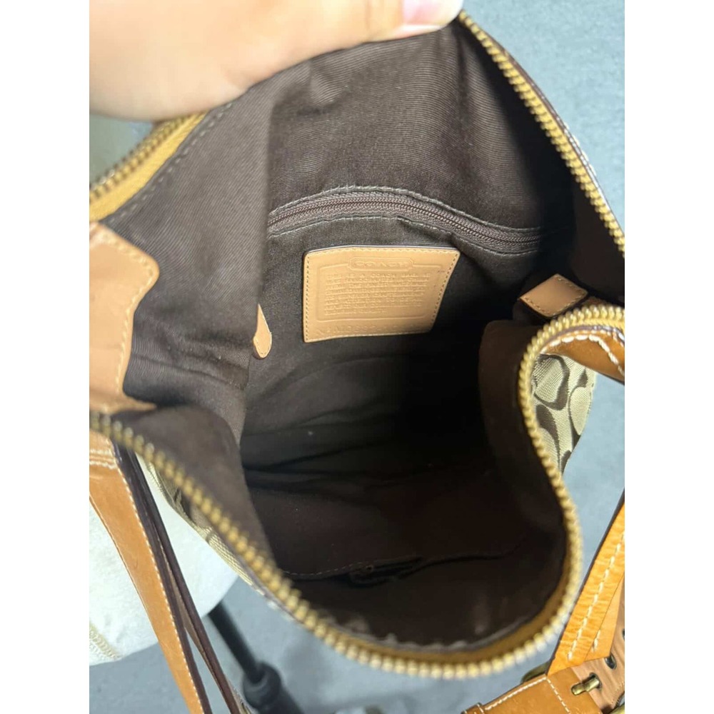 Coach Signature Monogram Swingpack Crossbody Bag Khaki Brown 10402 - Picture 6 of 8
